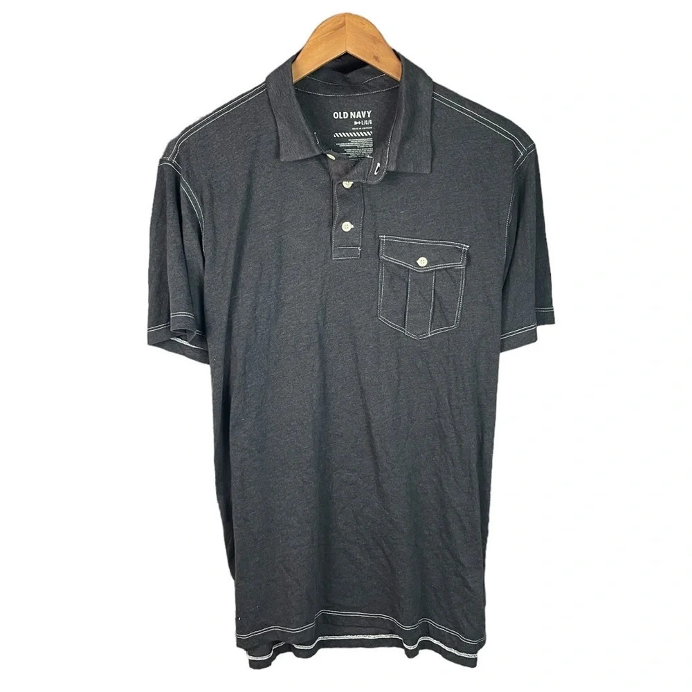 PO642 Mens Old Navy Clothing Brand Preppy Pocket Polo Shirt L